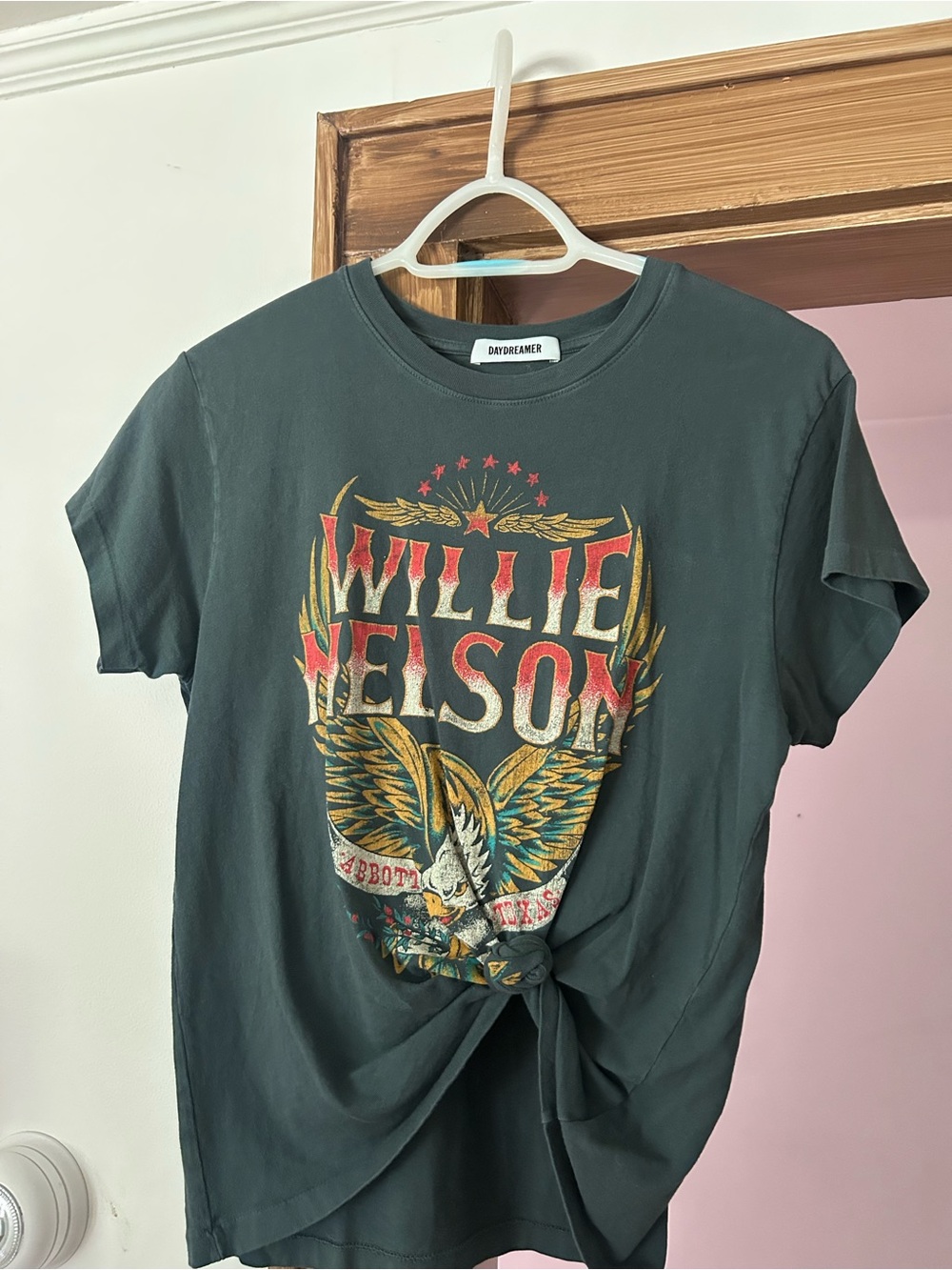 Daydreamer Black Willie Nelson Graphic Tee with Multi-Color Eagle Print - Picture 2 of 6
